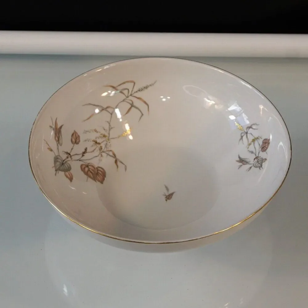 KPM Krister Germany Porcelain Serving Bowl Pattern 0683 Wheat Leaves Harvest